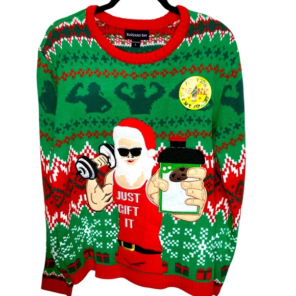 BLIZZARD BAY Ugly Christmas Sweater Just Gift It Men’s Size Large - Picture 6 of 9
